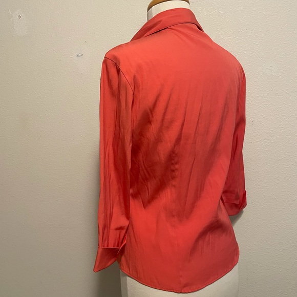 DDC Stretch S Small Collared Shirt Top Zipper Orange - Picture 5 of 8
